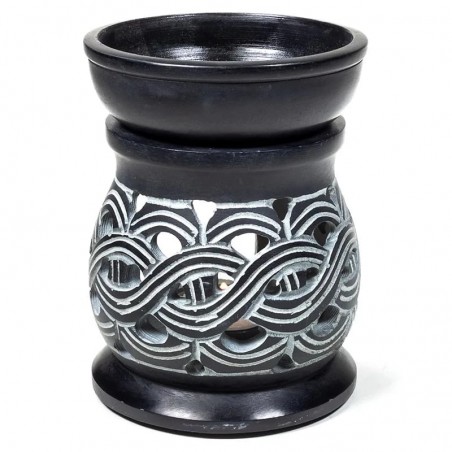 Juodas eterinių aliejų garintuvas Celtic Knot iš muilo akmens