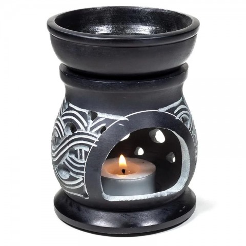 Oil burner Celtic Knot black soapstone