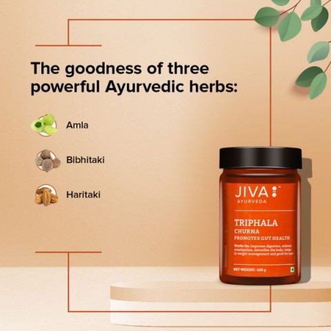 Ajurvedinis trijų vaisių miltelių mišinys Triphala Churna, Jiva Ayurveda, 100g