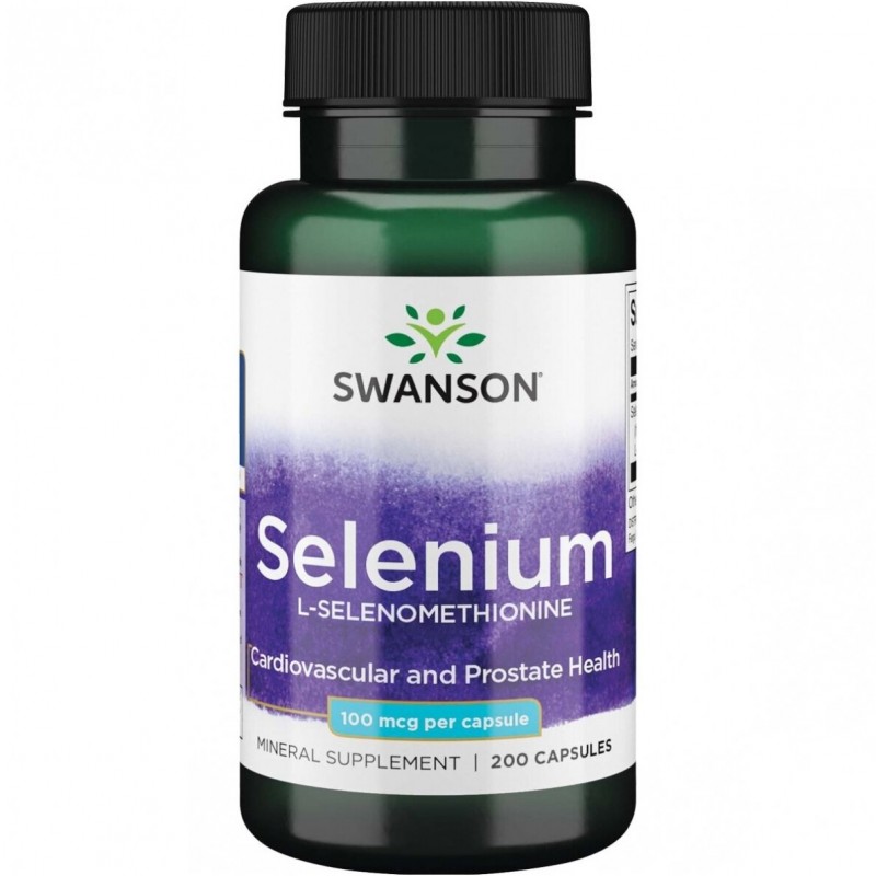 Selenas Selenium L-Selenomethionine, Swanson, 100mcg, 200 kapsulių