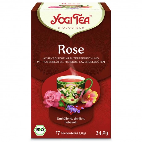 Prieskoninė arbata Rose, Yogi Tea, ekologiška, 17 pakelių