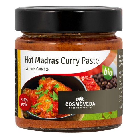 Hot Madras Curry paste, organic, Cosmoveda, 175g