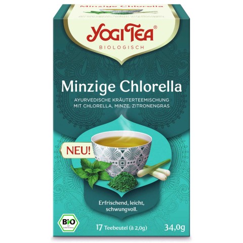 Prieskoninė arbata su pipirmėtėmis Minty Chlorella, Yogi Tea, ekologiška, 17 pakelių