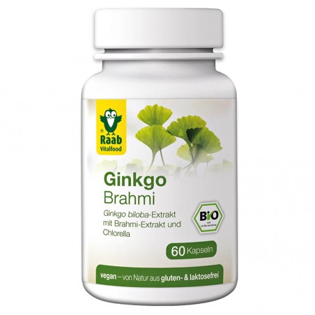 Maisto papildas Ginkgo-Brahmi & Chlorella, Raab Vitalfood, 60 kapsulių