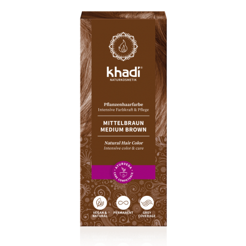 Растительная краска для волос средне-русый Medium Brown, Khadi Naturprodukte, 100г