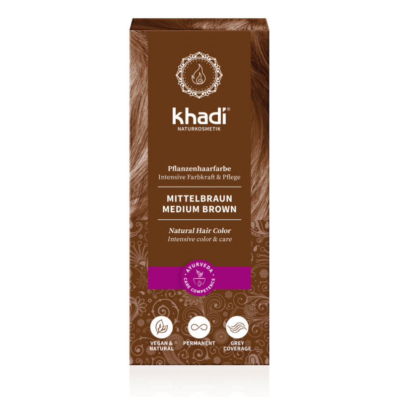 Растительная краска для волос средне-русый Medium Brown, Khadi Naturprodukte, 100г