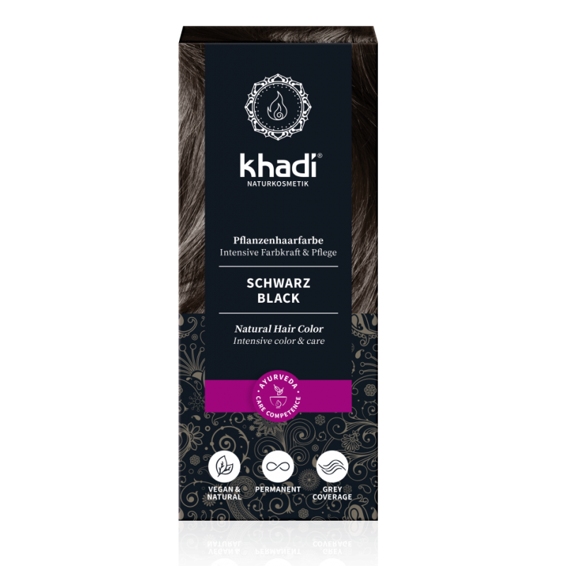 Herbal black hair dye Black, Khadi Naturprodukte, 100g Herbal black hair dye Black, Khadi Naturprodukte, 100g
