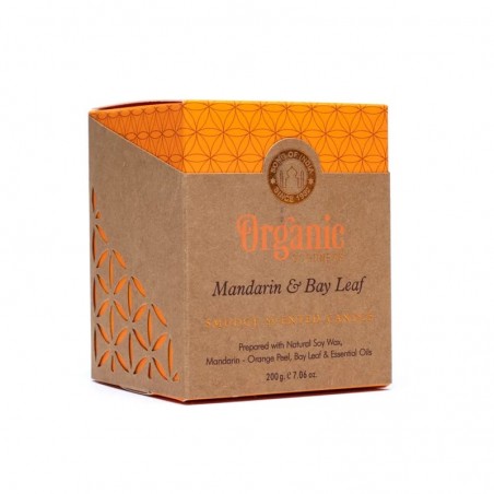 Scented soy wax candle Mandarin & Bay Leaf, Organic Goodness