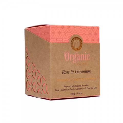 Scented soy wax candle Rose & Geranium, Organic Goodness