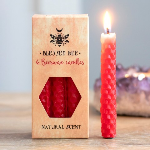 Red Beeswax Spell Candles, 6 pcs.