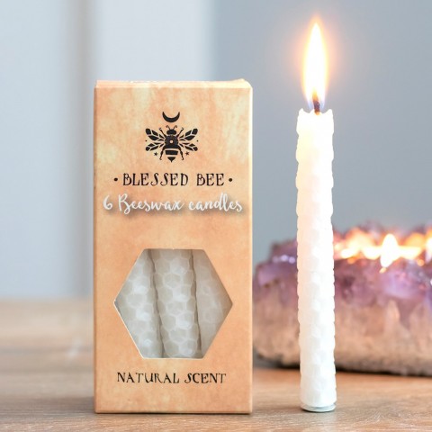 White beeswax Spell candles Blessed Bee, 6 pcs.