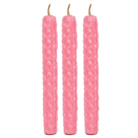 Pink beeswax Spell candles Blessed Bee, 6 pcs.