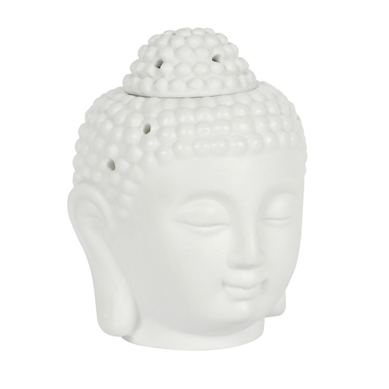 Baltas eterinių aliejų garintuvas Budos galva, 13 cm