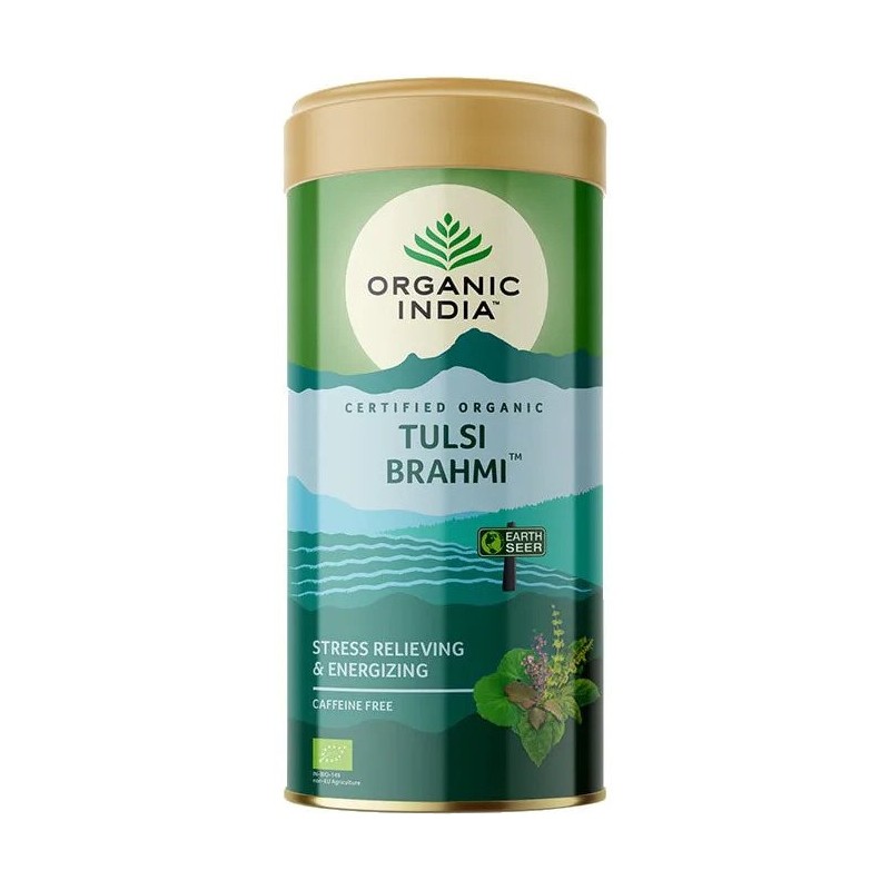 Ajurvedinė arbata Tulsi Brahmi, biri, Organic India, 100g