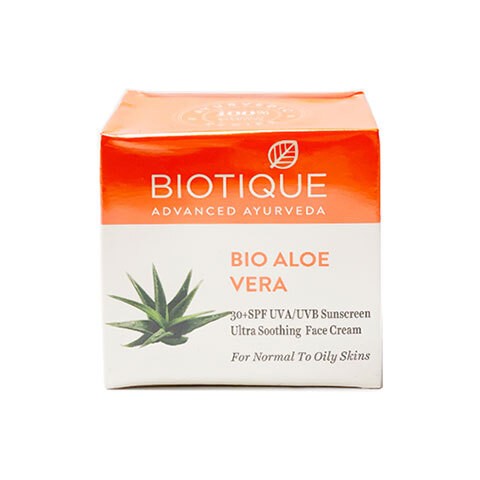 Face sunscreen for normal and oily skin Bio Aloe Vera, Biotique, 50g