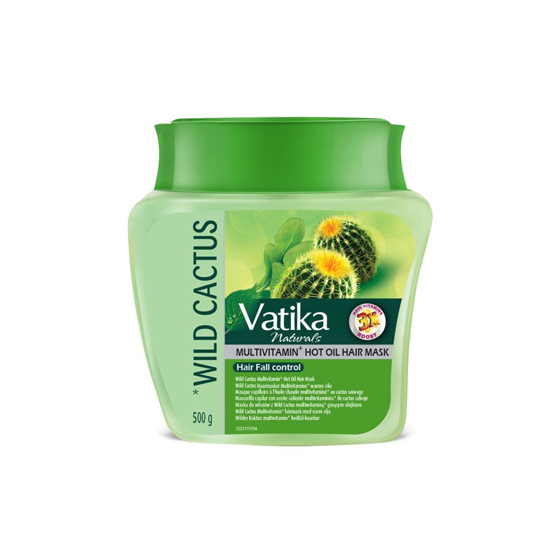 Karšto aliejaus kaukė slenkantiems plaukams Wild Cactus, Dabur Vatika, 500 g