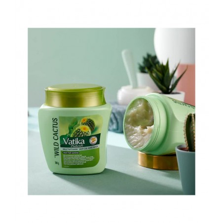 Karšto aliejaus kaukė slenkantiems plaukams Wild Cactus, Dabur Vatika, 500 g