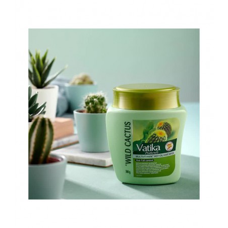 Karšto aliejaus kaukė slenkantiems plaukams Wild Cactus, Dabur Vatika, 500 g