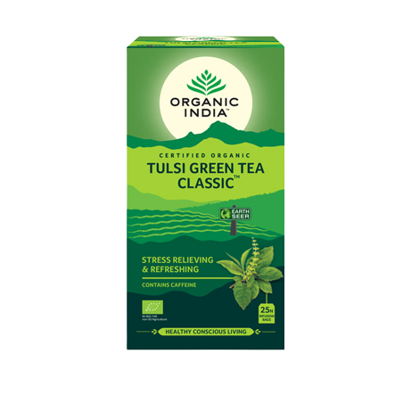 Ajurvedinė arbata Tulsi Green Tea Classic, Organic India, 25 pakeliai