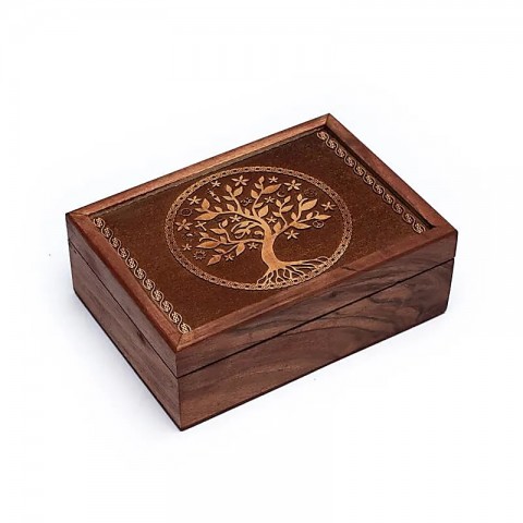 Taro kortų dėžutė su išgraviruotu Gyvenimo Medžiu
