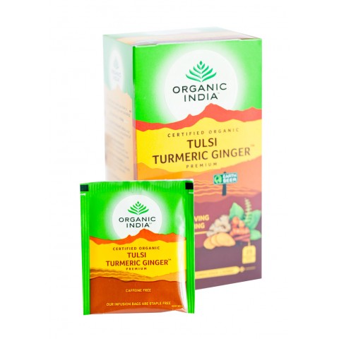 Ajurvedinė arbata Tulsi Turmeric Ginger, Organic India, 25 pakeliai