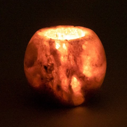 Druskos kristalų arbatinių žvakučių žvakidė, pilka, 600-1200g