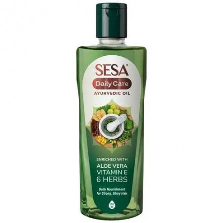 Ayurvedic hair oil with aloe vera, vitamin E and 6 herbs for strong and shiny hair, Sesa, 100ml