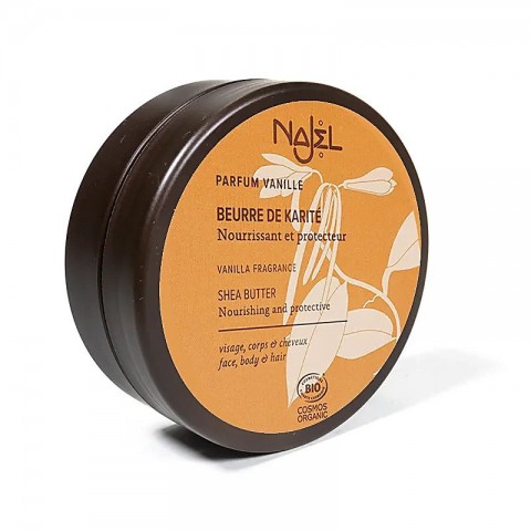 Shea butter with vanilla aroma for body care, organic, Najel, 100g