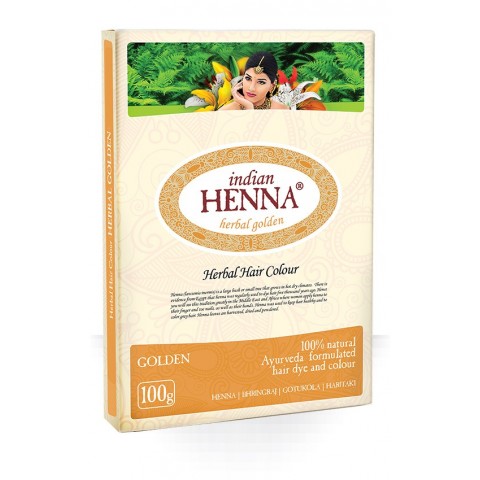 Natūralūs šviesūs plaukų dažai Golden, Indian Henna, 100g