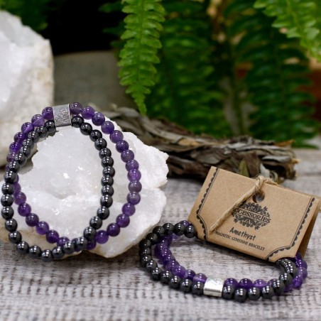 Magnetic double bracelet for peace and clarity Amethyst