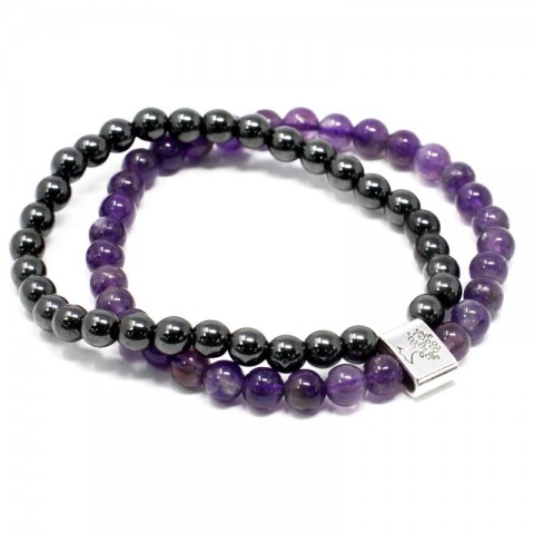 Magnetic double bracelet for peace and clarity Amethyst