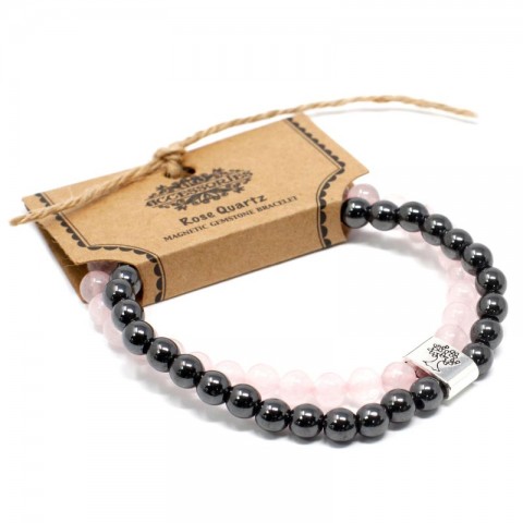 Magnetic double bracelet for love and reconciliation Pink Quartz