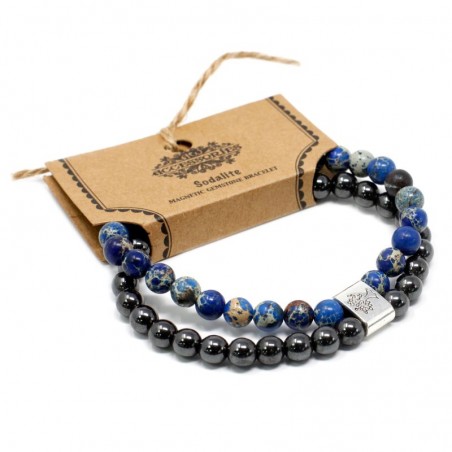 Magnetic double bracelet for correct and clear thinking Sodalite