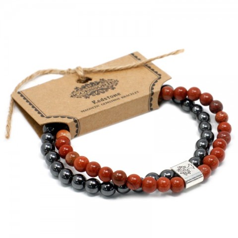 Magnetic double bracelet for protection and energy Red Stone