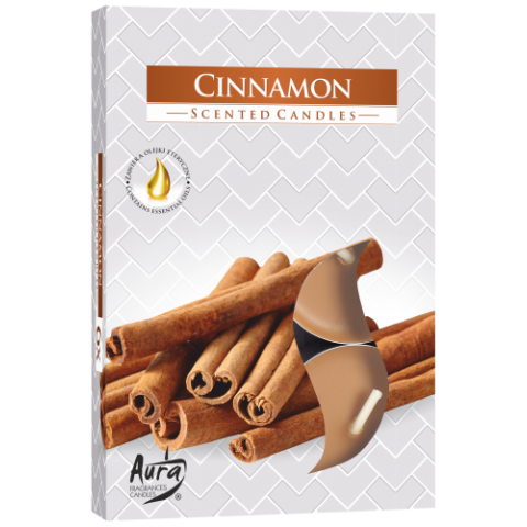 Scented tea lights Cinnamon, Aura, 6 pcs.