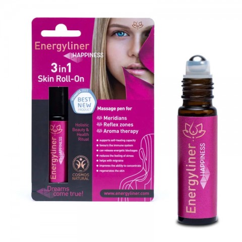 Ayurvedic Massage Skin Aromatherapy Happiness Skin Roll-On, Energyliner, 10ml