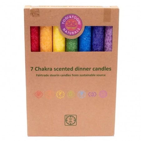 Scented dinner candles chakra set of 7, Yogi Yogini, 21cm