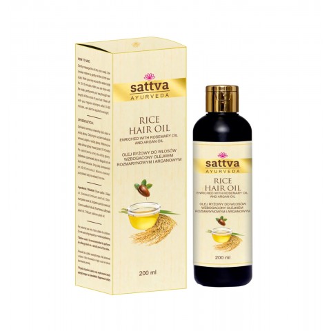 Rice oil for hair with rosemary and argan, Sattva Ayurveda, 200ml