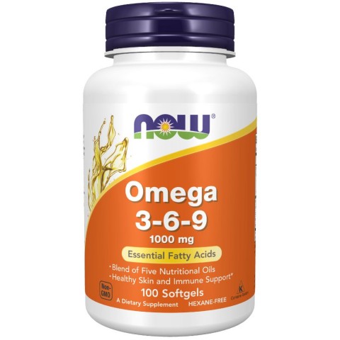 Omega 3-6-9, NOW, 1000 mg, 100 kapsulių