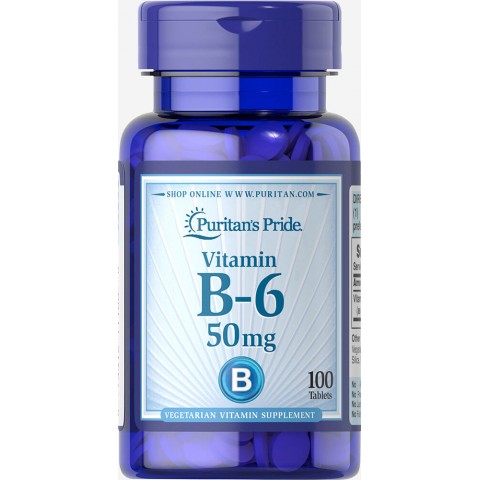 Vitaminas B-6, Puritan's Pride, 50mg, 100 tablečių