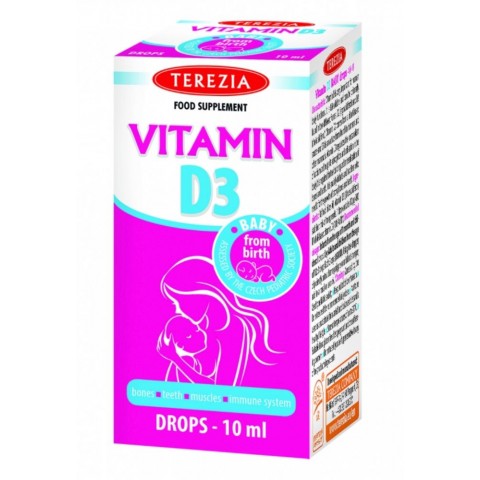 Skystas vitaminas D3 kūdikiams 400 IU, Terezia, 10ml