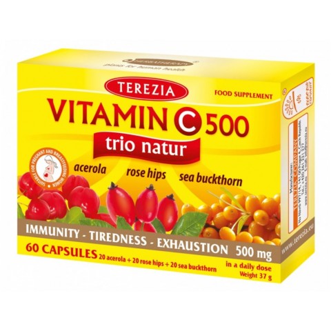 Vitaminas C Natur Trio, 500mg, Terezia, 60 kapsulių