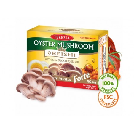 Oyster ir Reishi grybai su šaltalankių aliejumi, Terezia, 60 kapsulių