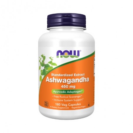 Ašvaganda Ashwagandha, NOW, 450mg, 180 kapsulių