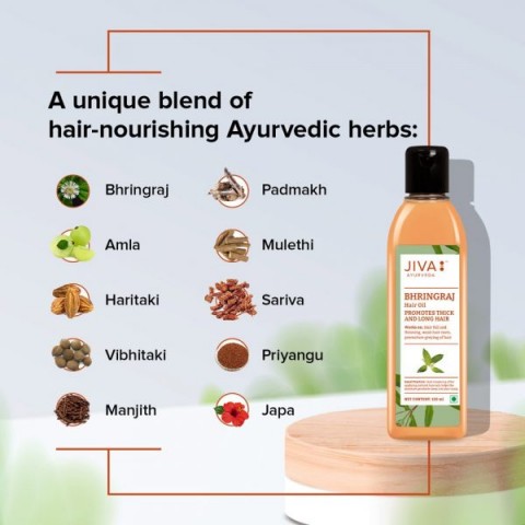 Stiprinantis plaukų aliejus Bhringraj, Jiva Ayurveda, 120ml