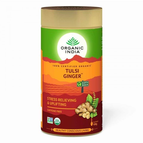 Ajurvedinė arbata Tulsi Ginger, biri, Organic India, 100g