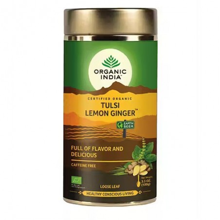 Ajurvedinė arbata Tulsi Lemon Ginger, biri, Organic India, 100g