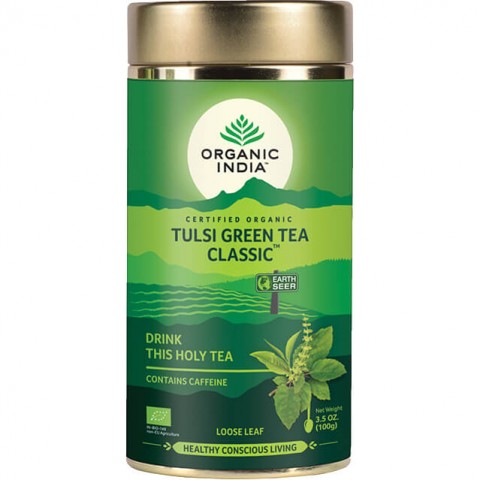 Ayurvedic Tulsi Green Tea Classic, loose, Organic India, 100g