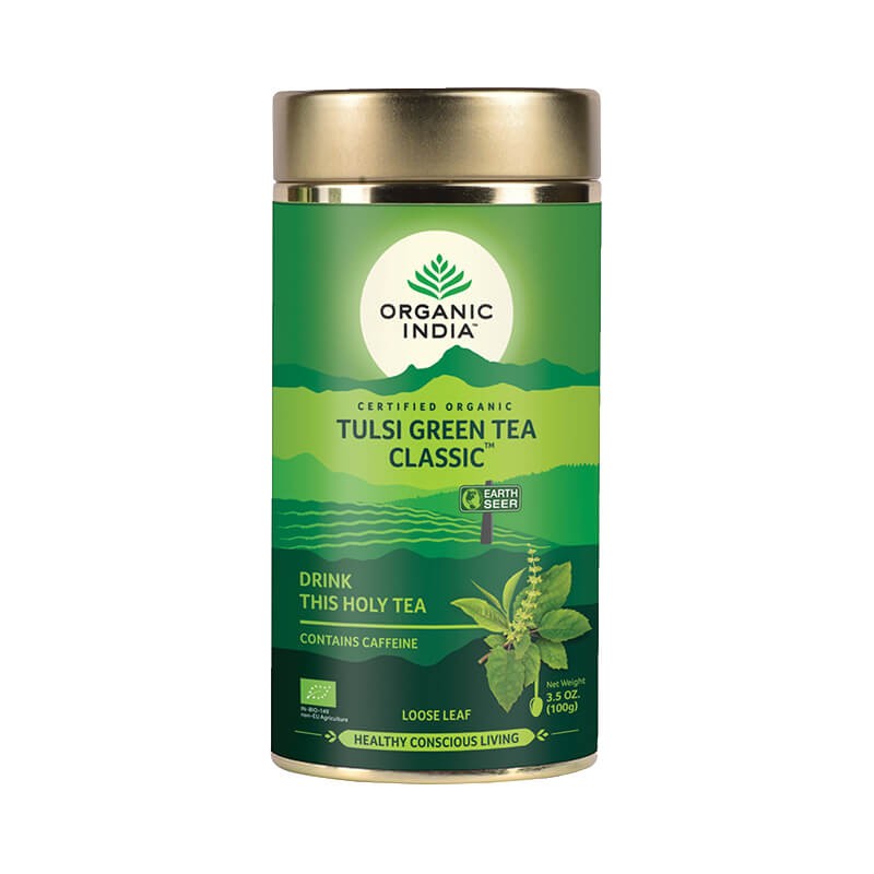 Ayurvedic Tulsi Green Tea Classic, loose, Organic India, 100g