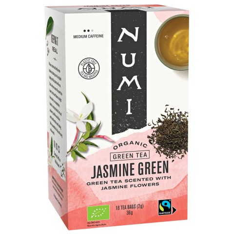 Зеленый чай с цветками жасмина, органический, Numi Tea, 18 пакетиков